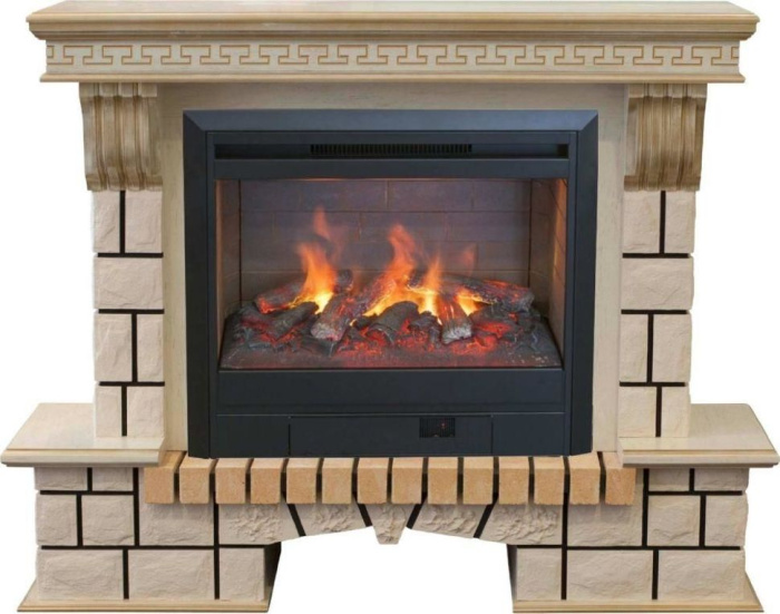 Каминокомплект RealFlame Stone new 26/HL WTG с очагом 3D Helios