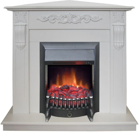 Каминокомплект RealFlame Dominica Corner STD/EUG WT с очагом Fobos Lux Black S