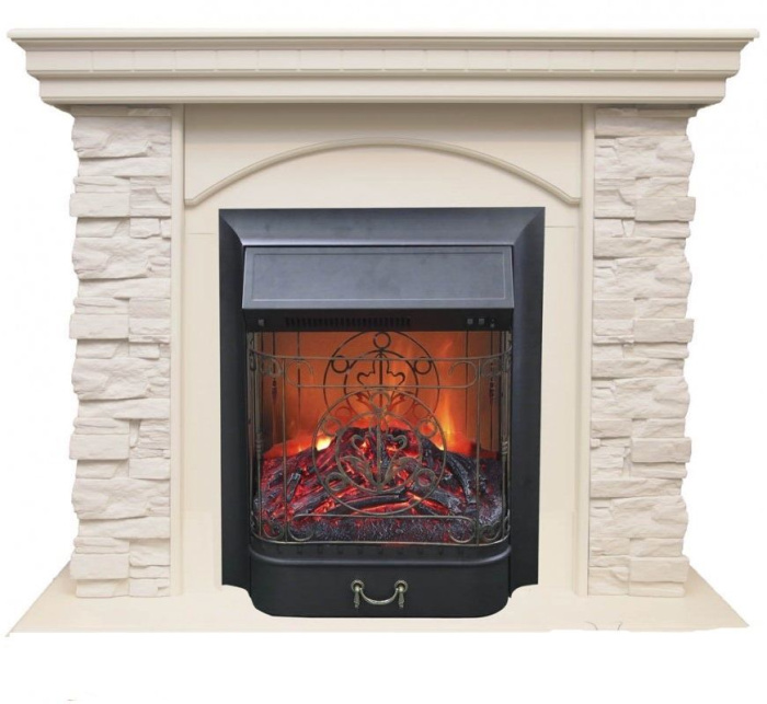 Каминокомплект RealFlame Elford STD/EUG/25'5/HL WT с очагом Majestic s Lux Black/Brass