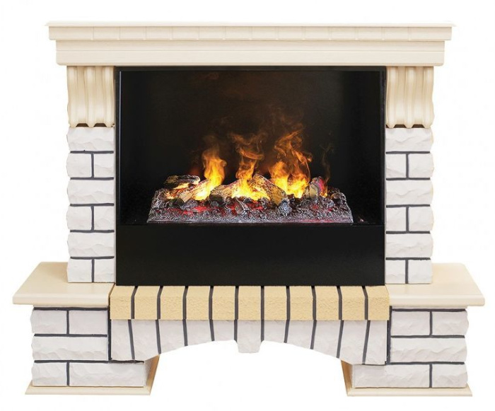Каминокомплект RealFlame Country 26 WT с очагом 3D Cassette 630 + Black вставка