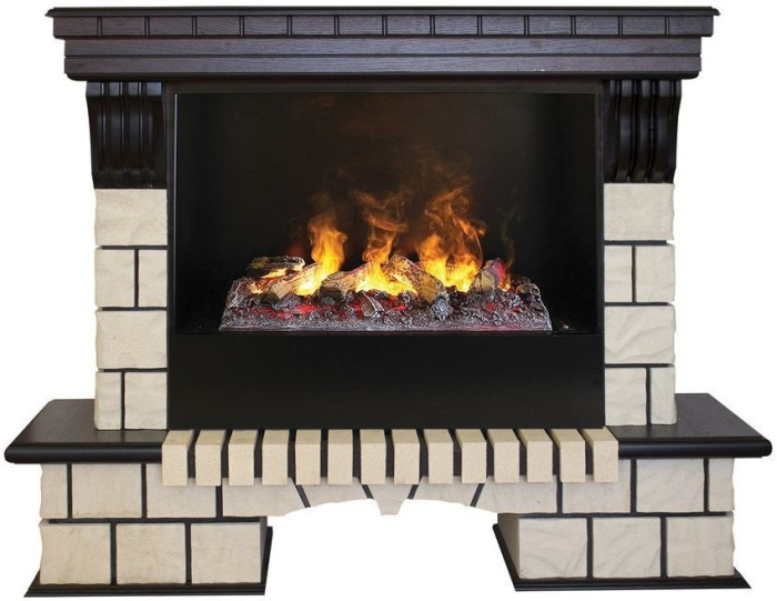 Каминокомплект RealFlame Stone new 26/HL AO (DN) с очагом 3D Cassette 630 + Black вставка