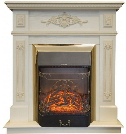 Каминокомплект RealFlame Lilian STD/EUG WT с очагом Majestic Lux Brass S