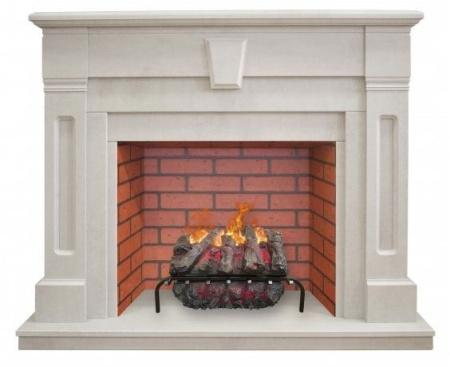 Каминокомплект RealFlame Kellie 25,5/26 WT с очагом 3D Silva log+Brick вставка 26