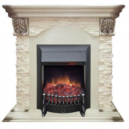 Каминокомплект RealFlame Dublin LUX  STD/EUG WT с очагом Fobos s Lux Black/Brass