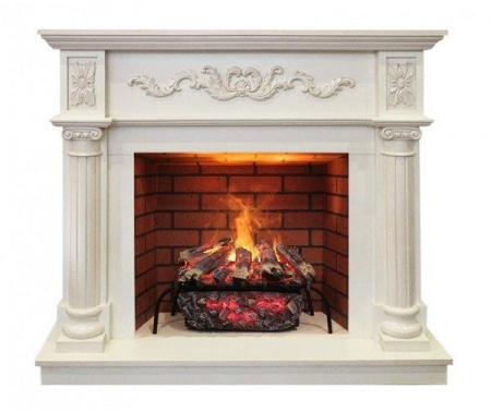 Каминокомплект RealFlame Silvia 26 WT с очагом 3D Silva log+Brick вставка 26