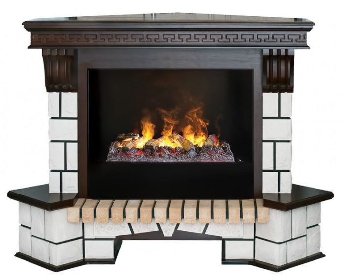 Каминокомплект RealFlame Stone Corner new 26/HL AO (DN) с очагом 3D Cassette 630 + Black вставка