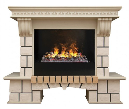 Каминокомплект RealFlame Stone new 26/HL WTG с очагом 3D Cassette 630 + Black вставка