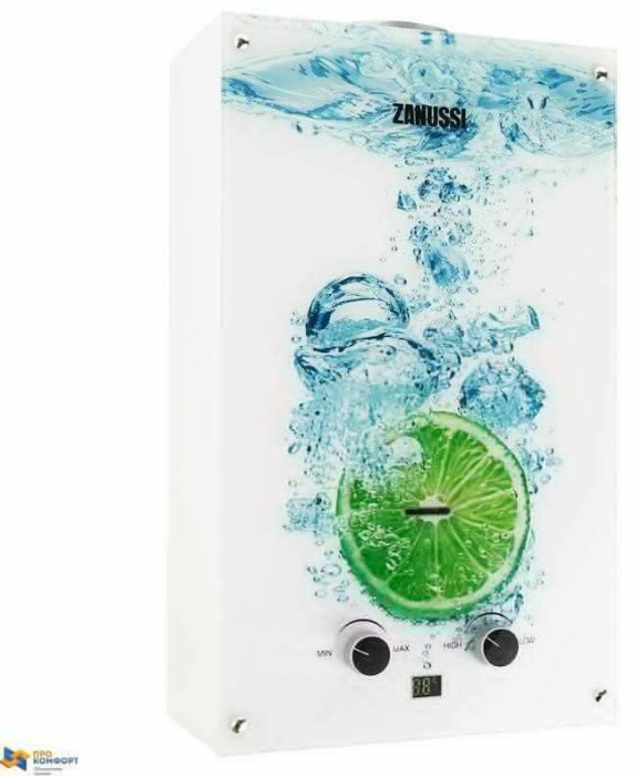 Газовый проточный водонагреватель Zanussi GWH 10 Fonte Glass Lime