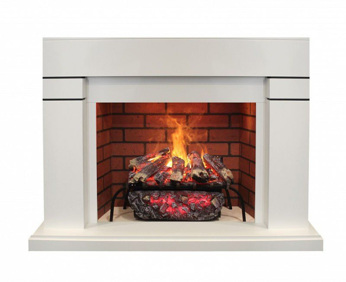 Каминокомплект RealFlame Lindelse 26 WT с очагом 3D Silva log+Brick вставка 26