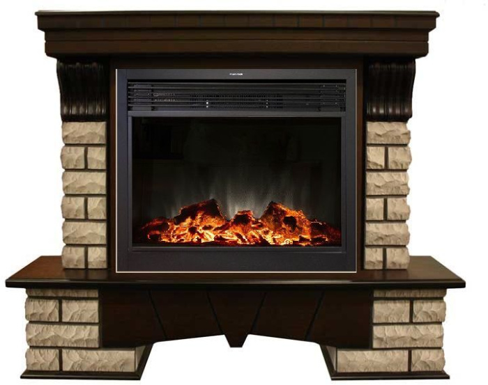 Каминокомплект RealFlame Country Rock 26 с очагом MoonBlaze LUX Black/Brass