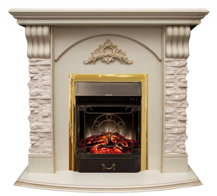 Каминокомплект RealFlame Athena STD/EUG с очагом Majestic s Lux Black/Brass