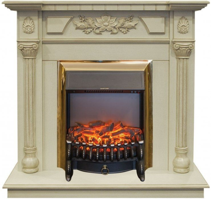 Каминокомплект RealFlame Dacota STD/EUG WT с очагом Fobos Lux Brass S