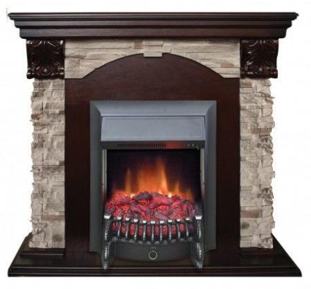Каминокомплект RealFlame Dublin ROCKSTD/EUG AO очагом Fobos s Lux Black/Brass