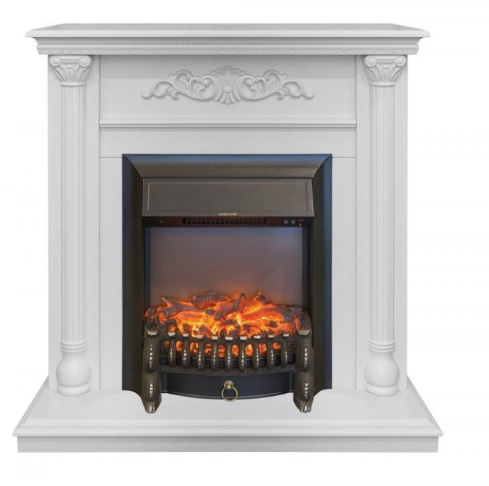 Каминокомплект RealFlame Dominica STD/EUG WT с очагом Fobos Lux Black S