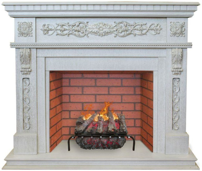 Каминокомплект RealFlame Estella 25,5/26 WT с очагом 3D Silva log+Brick вставка 26