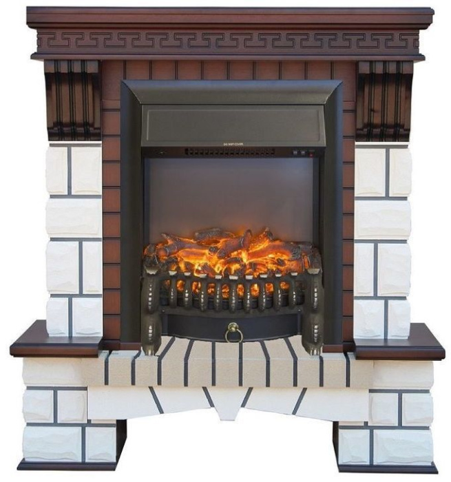 Каминокомплект RealFlame Stone new STD/EUG AO (DN) с очагом Fobos s Lux Black/Brass
