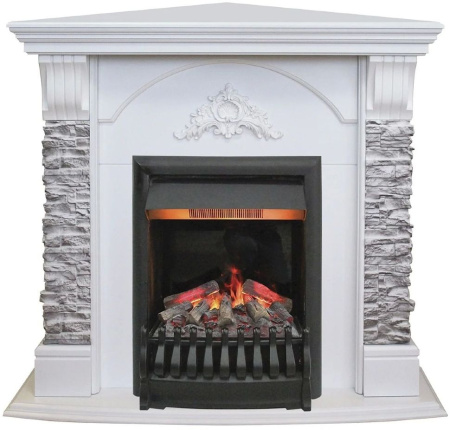 Каминокомплект RealFlame Athena Corner GR STD/EUG/25/25'5 WT с очагом 3D Oregan