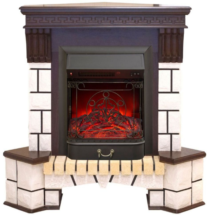 Каминокомплект RealFlame Stone Corner new STD/EUG AO (DN) с очагом Fobos s Lux Black/Brass