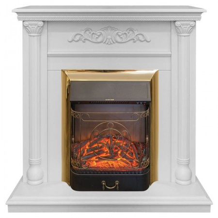 Каминокомплект RealFlame Torino STD/EUG WT с очагом Majestic Lux Brass S