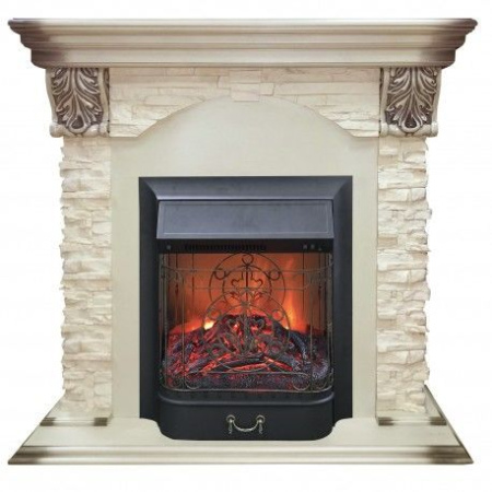 Каминокомплект RealFlame Dublin LUX STD/EUG WT с очагом Majestic s Lux Black/Brass