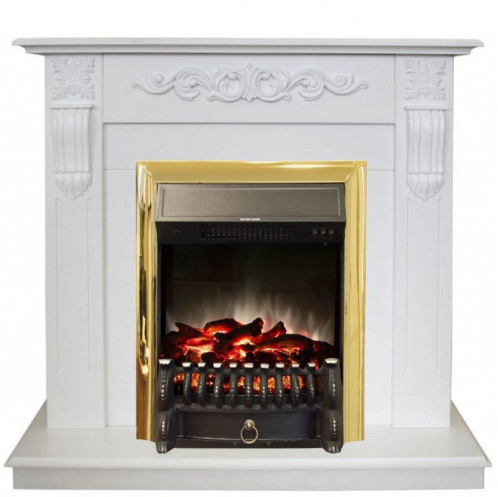 Каминокомплект RealFlame Dominica STD/EUG WT с очагом Fobos Lux Brass S