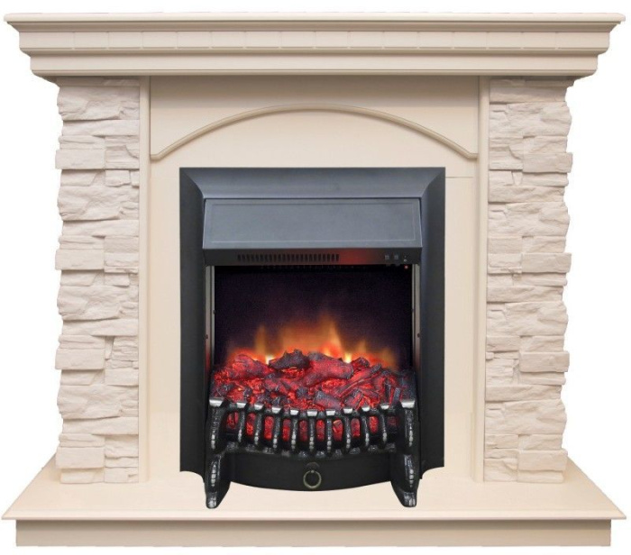 Каминокомплект RealFlame Elford STD/EUG/25'5/HL WT с очагом Fobos s Lux Black/Brass