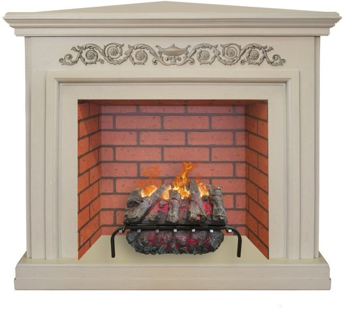 Каминокомплект RealFlame Leticia Corner 26 WT с очагом 3D Silva log+Brick вставка 26