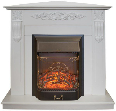 Каминокомплект RealFlame Dominica Corner STD/EUG WT с очагом Majestic Lux Black S