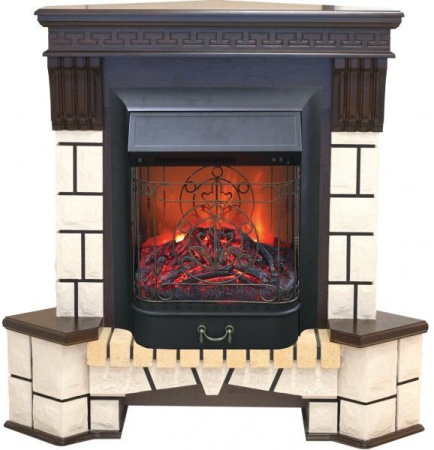 Каминокомплект RealFlame Stone Corner new STD/EUG AO (DN) с очагом Majestic s Lux Black/Brass