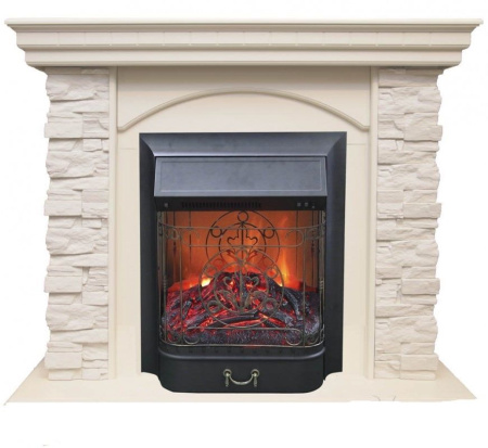 Каминокомплект RealFlame Elford STD/EUG/25'5/HL WT с очагом Majestic s Lux Black/Brass
